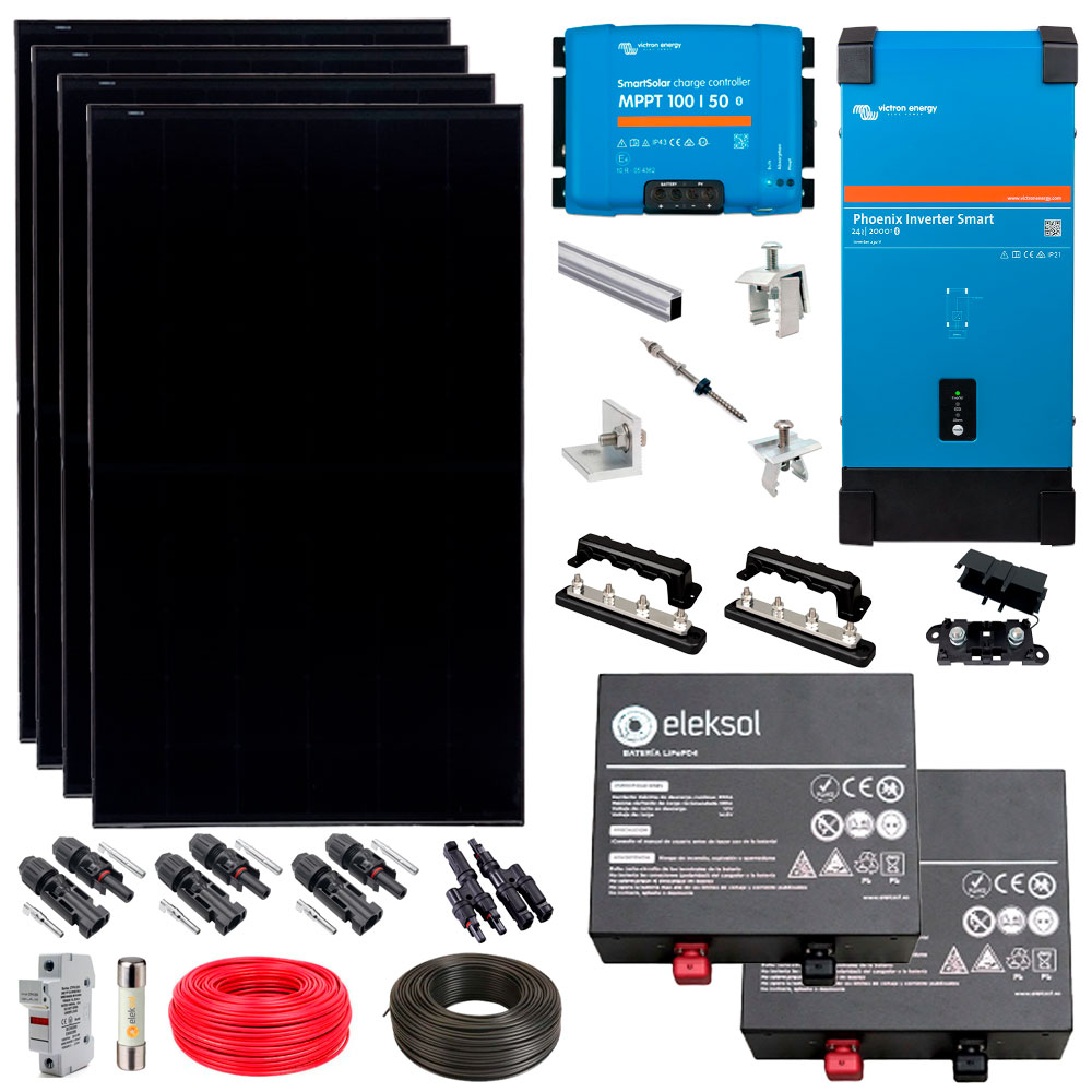 KIT Energía Solar Aislado Completo Litio 1600Wh