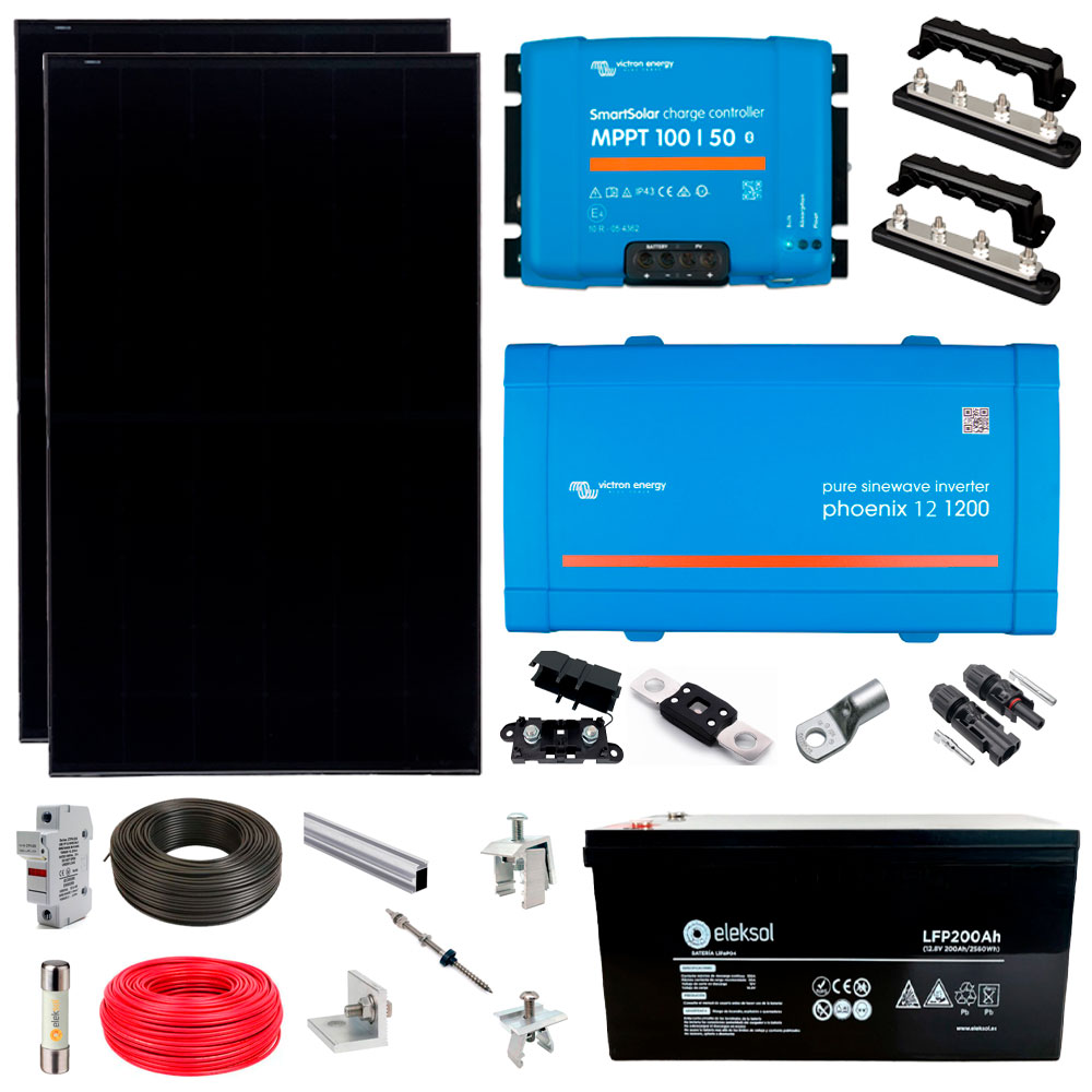 KIT Energía Solar Aislado Completo Litio 400Wh inversor 1200