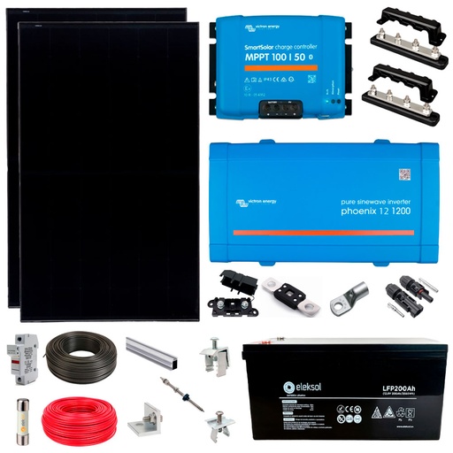 [AISL400B] KIT Energía Solar Aislado Completo Litio 400Wh inversor 1200